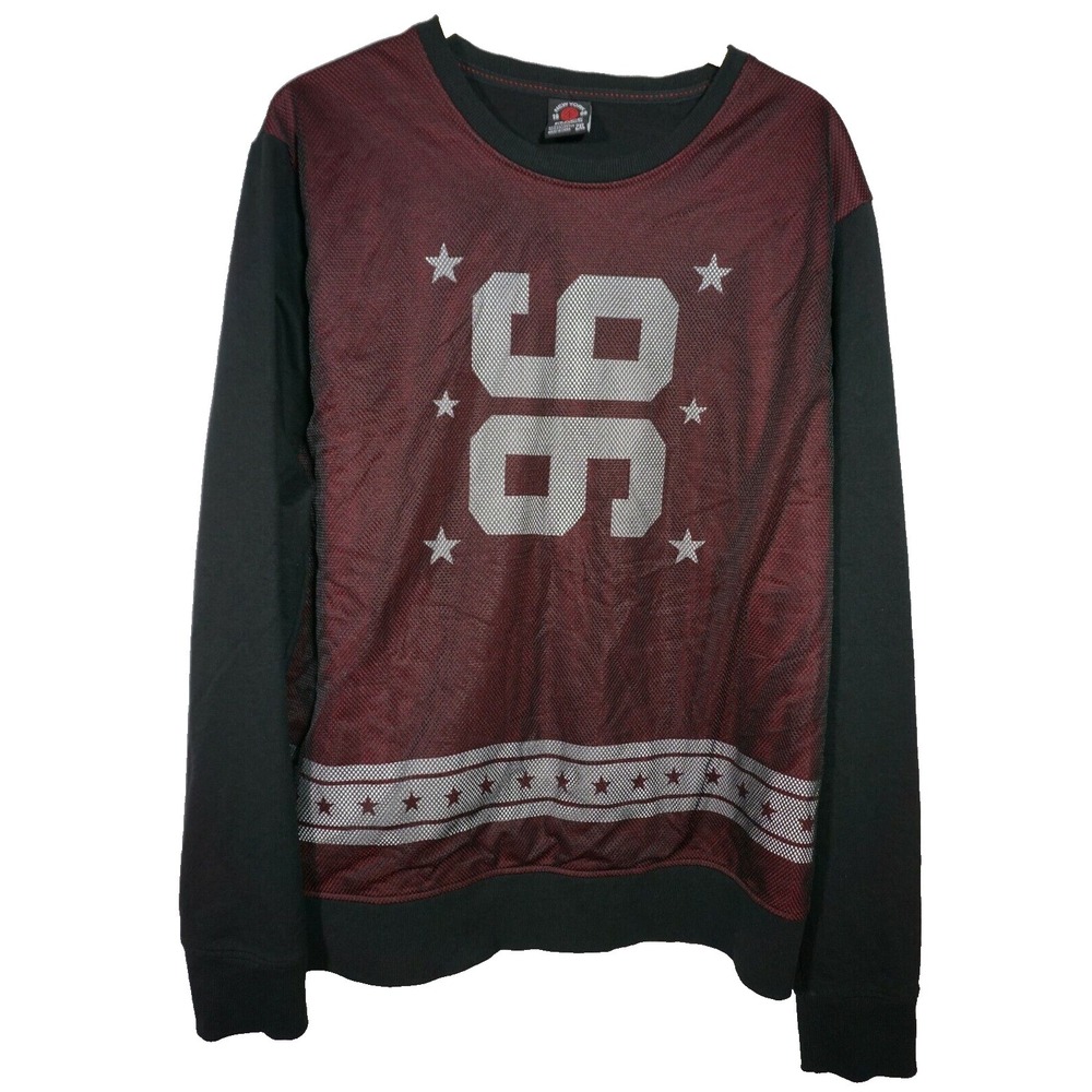 ENYCE Womens‎ 2XL HIP HOP 96 Mesh Front Black & Deep Red Pullover Sweatshirt EUC